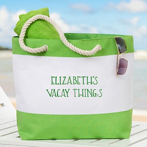 Write Your Own Embroidered Green Beach Tote - 26301-G