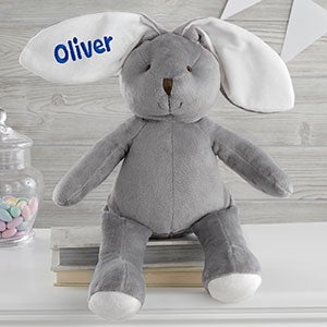 Embroidered 16-inch Plush Bunny - Grey - 26311-G