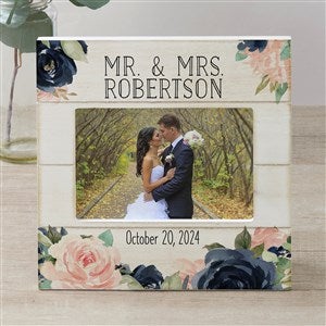 Colorful Floral Personalized Wedding Shiplap Frame 4x6 Horizontal - 26320
