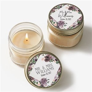 Plum Colorful Floral Personalized Mason Jar Candle Wedding Favors - 26332