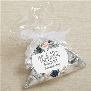 Navy Colorful Floral Personalized Wedding Favor Stickers - 26335