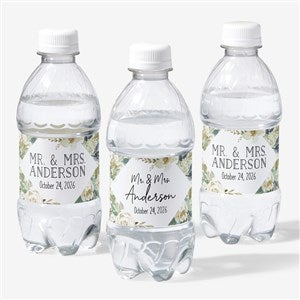 Neutral Colorful Floral Personalized Wedding Water Bottle Labels - 26341