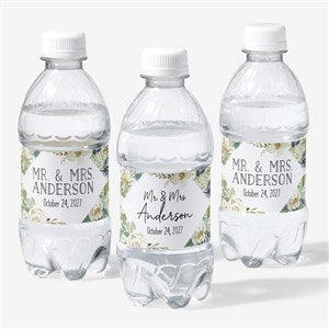Neutral Colorful Floral Personalized Wedding Water Bottle Labels - 26341