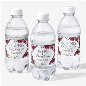 Wine Colorful Floral Personalized Wedding Water Bottle Labels - 26343