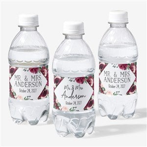 Wine Colorful Floral Personalized Wedding Water Bottle Labels - 26343