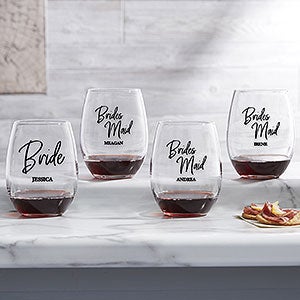 Classic Elegance Wedding Party Personalized Stemless Wine Glass - 26394-S