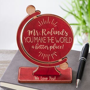 Globe For Teacher Personalized Wood Keepsake- Red Maple - 26398-R