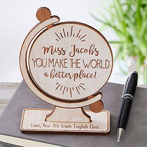 Globe For Teacher Personalized Wood Keepsake- Whitewash - 26398-W