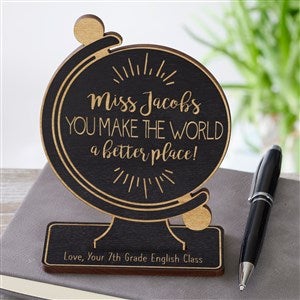 Globe For Teacher Personalized Black Stain Wood Keepsake - 26398-BL