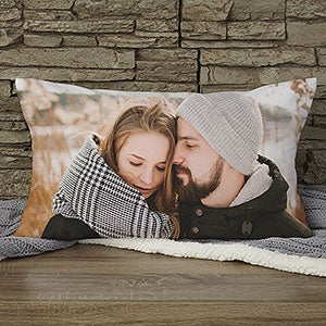 Romantic Photo Personalized Lumbar Velvet Throw Pillow - 26404-LBV