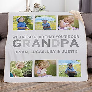Glad Youre Our Dad Personalized 50x60 Sherpa Photo Blanket - 26411-S