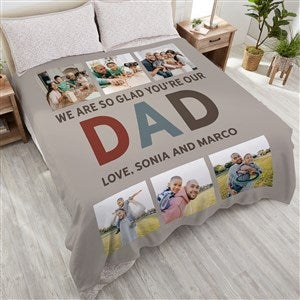 Glad Youre Our Dad Personalized 90x90 Plush Queen Fleece Blanket - 26411-QU