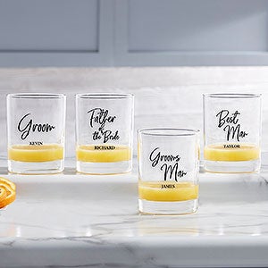 Classic Elegance Wedding Party Personalized Short Drinking Glass - 26425-S
