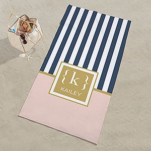 Classy Monogram Personalized 35x72 Beach Towel - 26431-L