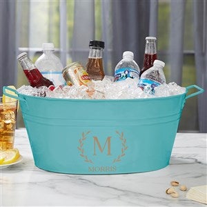 Laurel Initial Personalized Beverage Tub-Teal - 26443-T