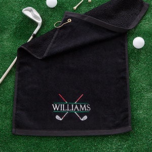 Crossed Clubs Embroidered Golf Towel - 26457