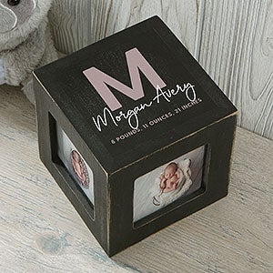 Simple & Sweet Baby Girl Personalized Photo Cube - Black - 26461-B
