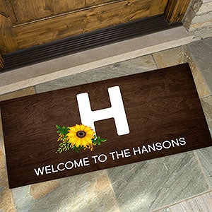 Summertime Sunflowers Personalized Oversized Monogram Doormat - 24x48 - 26463-O