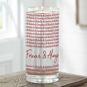 Couples Repeating Names Personalized Cylinder Glass Vase - 26484