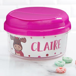 Christmas Moose Personalized Toddler 12 oz. Snack Cup- Pink - 26488-P