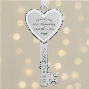 New Home, New Memories Personalized Silver Key Ornament - 26489