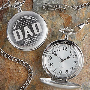 Worlds Greatest Dad Engraved Silver Pocket Watch - 26493