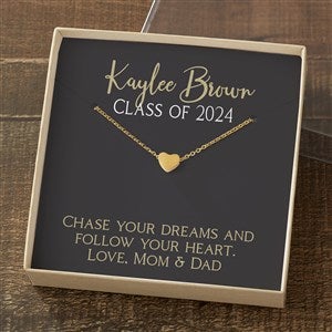 Graduation Gold Heart Necklace With Personalized Message Card - 26500-GH