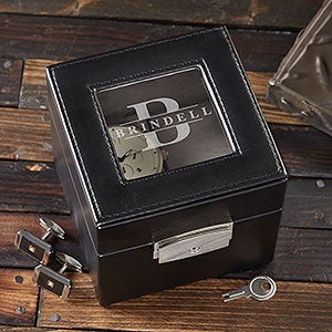 Lavish Last Name Engraved Vegan Leather 2 Slot Watch Box - 26501