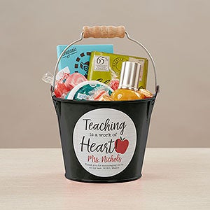 Inspiring Teacher Personalized Mini Metal Bucket-Black - 26504-B