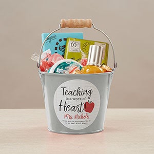 Inspiring Teacher Personalized Mini Metal Bucket - Silver - 26504-S