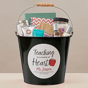Inspiring Teacher Personalized Large Metal Bucket-Black - 26504-BL