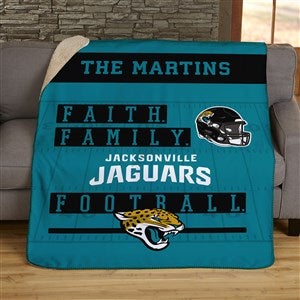 NFL Faith & Family Jacksonville Jaguars Personalized 50x60 Sherpa Blanket - 26509-S