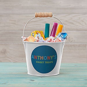 Colorful Name Personalized White Mini Metal Bucket for Kids - 26517