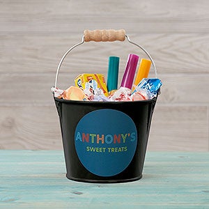 Colorful Name Personalized Mini Metal Bucket for Kids-Black - 26517-B