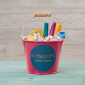 Colorful Name Personalized Pink Mini Metal Bucket for Kids - 26517-P