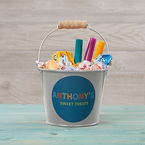Colorful Name Personalized Silver Mini Metal Bucket for Kids - 26517-S