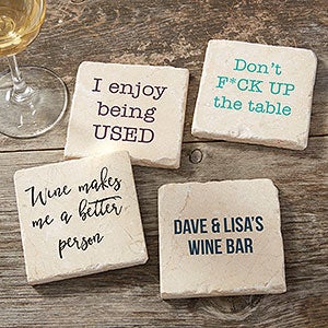 Write Your Own Expressions Personalized Tumbled Stone Coaster Set - 26520