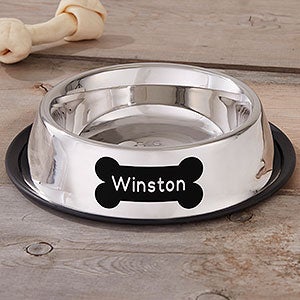 Dog Bone Stainless Steel Personalized Dog Bowl - 26522