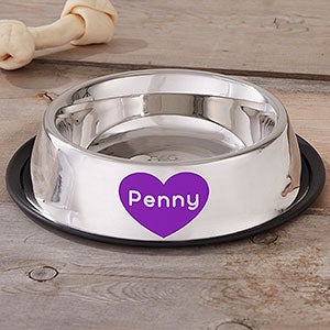 Heart Stainless Steel Personalized Dog Bowl - 26522-H