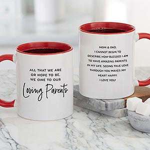Loving Parents Personalized Coffee Mug - 11 oz Red - 26524-R