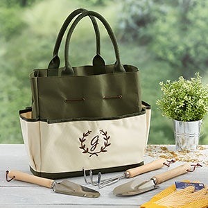 Floral Wreath Personalized Garden Tote and Tools - 26536