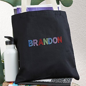 Rainbow Name For Him Embroidered Tote Bag - 26560