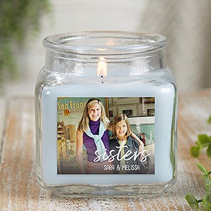Sisters Photo Personalized 10 oz Crystal Waters Candle Jar - 26564-10CW