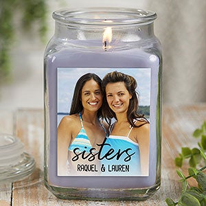 Sisters Photo Personalized 18 oz Lilac Minuet Candle Jar - 26564-18LM