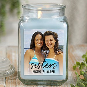 Sisters Photo Personalized 18 oz Crystal Waters Candle Jar - 26564-18CW