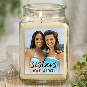 Sisters Photo Personalized 18 oz Vanilla Bean Candle Jar - 26564-18VB