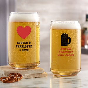 Choose Your Icon Personalized Valentines Day 16oz. Beer Can Glass - 26566-B