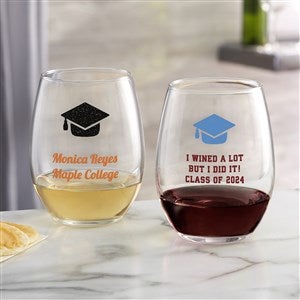 Choose Your Icon Personalized Graduation Stemless Wine Glass - 26568-S