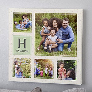 Custom Pattern 5 Family Photo Collage Square Canvas Print- 16 x 16 - 26629-M