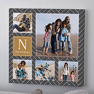 Custom Pattern 5 Family Photo Collage Square Canvas Print- 20 x 20 - 26629-L